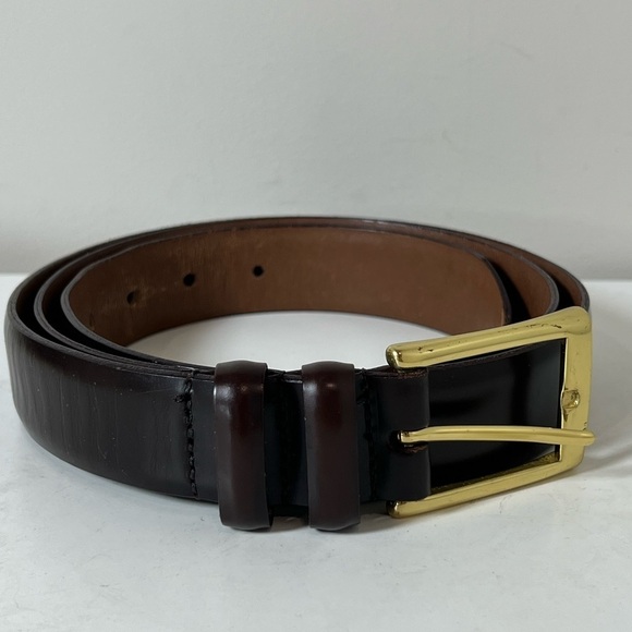 Allen Edmonds Size 42 Made in USA Cobbler Leather Soft Black Belt Brass Buckle - Picture 1 of 11